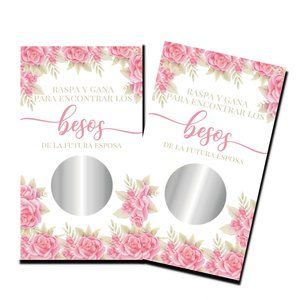 Bridal Shower Games - Besos - 50 Scratch Off Cards - Wedding Shower Games -